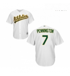 Mens Oakland Athletics 7 Cliff Pennington Replica White Home Cool Base Baseball Jersey 