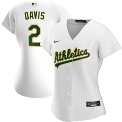 Oakland Athletics 2 Khris Davis Nike Women Home 2020 MLB Player Jersey White