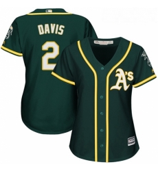 Womens Majestic Oakland Athletics 2 Khris Davis Authentic Green Alternate 1 Cool Base MLB Jersey 