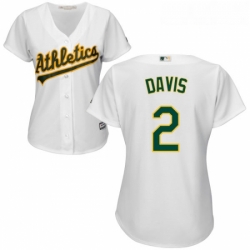 Womens Majestic Oakland Athletics 2 Khris Davis Authentic White Home Cool Base MLB Jersey 