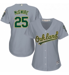 Womens Majestic Oakland Athletics 25 Mark McGwire Replica Grey Road Cool Base MLB Jersey