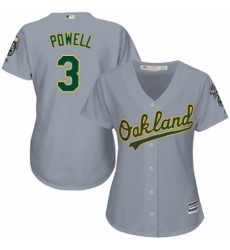 Womens Majestic Oakland Athletics 3 Boog Powell Replica Grey Road Cool Base MLB Jersey 