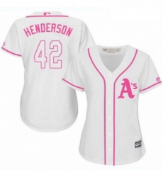 Womens Majestic Oakland Athletics 42 Dave Henderson Replica White Fashion Cool Base MLB Jersey