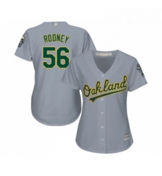 Womens Oakland Athletics 56 Fernando Rodney Replica Grey Road Cool Base Baseball Jersey 