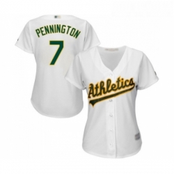 Womens Oakland Athletics 7 Cliff Pennington Replica White Home Cool Base Baseball Jersey 