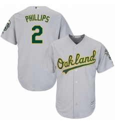 Youth Majestic Oakland Athletics 2 Tony Phillips Authentic Grey Road Cool Base MLB Jersey