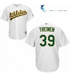 Youth Majestic Oakland Athletics 39 Blake Treinen Authentic White Home Cool Base MLB Jersey 