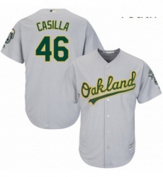 Youth Majestic Oakland Athletics 46 Santiago Casilla Authentic Grey Road Cool Base MLB Jersey