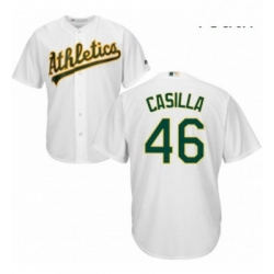 Youth Majestic Oakland Athletics 46 Santiago Casilla Replica White Home Cool Base MLB Jersey