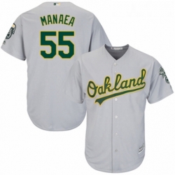 Youth Majestic Oakland Athletics 55 Sean Manaea Replica Grey Road Cool Base MLB Jersey 