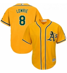 Youth Majestic Oakland Athletics 8 Jed Lowrie Replica Gold Alternate 2 Cool Base MLB Jersey