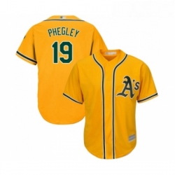 Youth Oakland Athletics 19 Josh Phegley Replica Gold Alternate 2 Cool Base Baseball Jersey 