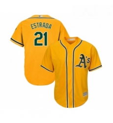 Youth Oakland Athletics 21 Marco Estrada Replica Gold Alternate 2 Cool Base Baseball Jersey 