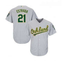 Youth Oakland Athletics 21 Marco Estrada Replica Grey Road Cool Base Baseball Jersey 