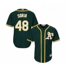 Youth Oakland Athletics 48 Joakim Soria Replica Green Alternate 1 Cool Base Baseball Jersey 