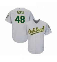 Youth Oakland Athletics 48 Joakim Soria Replica Grey Road Cool Base Baseball Jersey 