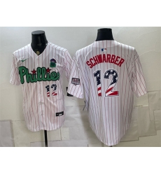 Men Philadelphia Phillies  12 Kyle Schwarber White Phanatic USA 250 Fourth of July Stitched Baseball Jersey