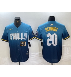 Men Philadelphia Phillies 20 Mike Schmidt Blue 2024 City Connect Limited Stitched Jersey 1