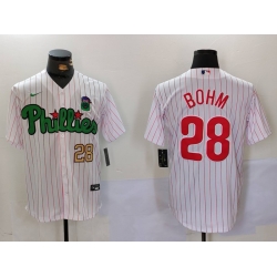 Men Philadelphia Phillies 28 White Green Cool Base Stitched Jersey 1