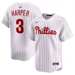 Men Philadelphia Phillies 3 Bryce Harper Nike White Home Limited Player Jerseys