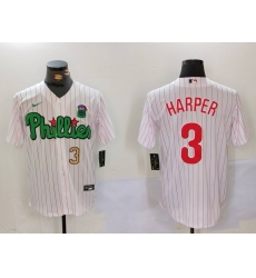 Men Philadelphia Phillies 3 Bryce Harper White Green Cool Base Stitched Jersey 1