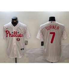 Men Philadelphia Phillies 7 Trea Turner White Cool Base Stitched Jersey 2