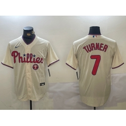 Men Philadelphia Phillies 7 Trea Turner gream Cool Base Stitched Jersey 2