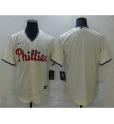 Men Philadelphia Phillies Blank Cream Stitched MLB Cool Base Nike Jersey