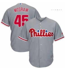 Mens Majestic Philadelphia Phillies 45 Tug McGraw Replica Grey Road Cool Base MLB Jersey