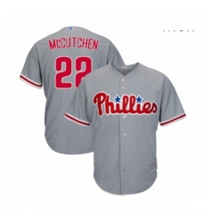 Mens Philadelphia Phillies 22 Andrew McCutchen Replica Grey Road Cool Base Baseball Jersey 