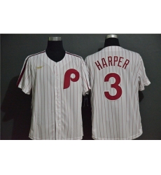 Phillies 3 Bryce Harper White 2020 Nike Throwback Cool Base Jersey