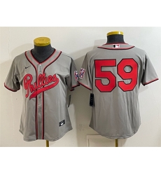 Women Philadelphia Phillies  59 Jhoan Duran Gray 2026 Field of Dreams Stadium Stitched Baseball Jersey Run Small 