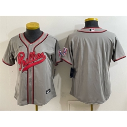 Women Philadelphia Phillies Blank Gray 2026 Field of Dreams Stadium Stitched Baseball Jersey Run Small 
