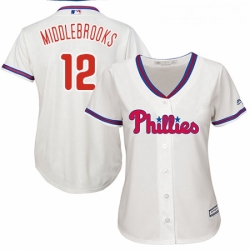 Womens Majestic Philadelphia Phillies 12 Will Middlebrooks Replica Cream Alternate Cool Base MLB Jersey  Womens Majestic Philadelphia Phillies 12 Will Middlebrooks Replica Cream Alternate Cool Base MLB Jersey