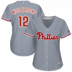 Womens Majestic Philadelphia Phillies 12 Will Middlebrooks Replica Grey Road Cool Base MLB Jersey  Womens Majestic Philadelphia Phillies 12 Will Middlebrooks Replica Grey Road Cool Base MLB Jersey