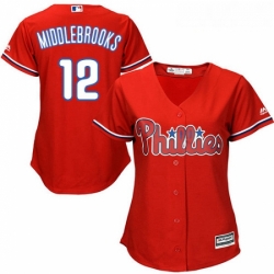Womens Majestic Philadelphia Phillies 12 Will Middlebrooks Replica Red Alternate Cool Base MLB Jersey  Womens Majestic Philadelphia Phillies 12 Will Middlebrooks Replica Red Alternate Cool Base MLB Jersey