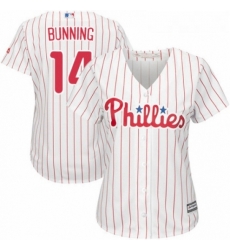 Womens Majestic Philadelphia Phillies 14 Jim Bunning Authentic WhiteRed Strip Home Cool Base MLB Jersey 