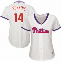 Womens Majestic Philadelphia Phillies 14 Jim Bunning Replica Cream Alternate Cool Base MLB Jersey  Womens Majestic Philadelphia Phillies 14 Jim Bunning Replica Cream Alternate Cool Base MLB Jersey
