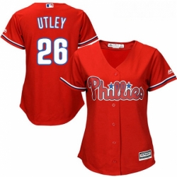 Womens Majestic Philadelphia Phillies 26 Chase Utley Authentic Red Alternate Cool Base MLB Jersey Womens Majestic Philadelphia Phillies 26 Chase Utley Authentic Red Alternate Cool Base MLB Jersey