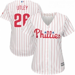 Womens Majestic Philadelphia Phillies 26 Chase Utley Replica WhiteRed Strip Home Cool Base MLB Jersey Womens Majestic Philadelphia Phillies 26 Chase Utley Replica WhiteRed Strip Home Cool Base MLB Jersey