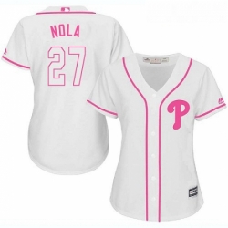 Womens Majestic Philadelphia Phillies 27 Aaron Nola Replica White Fashion Cool Base MLB Jersey Womens Majestic Philadelphia Phillies 27 Aaron Nola Replica White Fashion Cool Base MLB Jersey