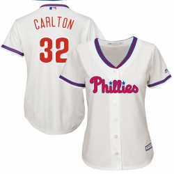 Womens Majestic Philadelphia Phillies 32 Steve Carlton Replica Cream Alternate Cool Base MLB Jersey Womens Majestic Philadelphia Phillies 32 Steve Carlton Replica Cream Alternate Cool Base MLB Jersey