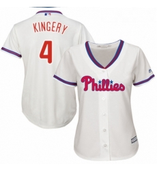 Womens Majestic Philadelphia Phillies 4 Scott Kingery Authentic Cream Alternate Cool Base MLB Jersey 