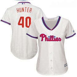 Womens Majestic Philadelphia Phillies 40 Tommy Hunter Authentic Cream Alternate Cool Base MLB Jersey  Womens Majestic Philadelphia Phillies 40 Tommy Hunter Authentic Cream Alternate Cool Base MLB Jersey
