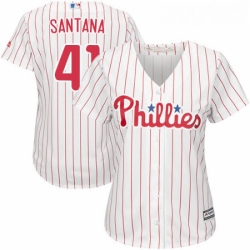 Womens Majestic Philadelphia Phillies 41 Carlos Santana Authentic WhiteRed Strip Home Cool Base MLB Jersey  Womens Majestic Philadelphia Phillies 41 Carlos Santana Authentic WhiteRed Strip Home Cool Base MLB Jersey