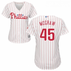 Womens Majestic Philadelphia Phillies 45 Tug McGraw Replica WhiteRed Strip Home Cool Base MLB Jersey Womens Majestic Philadelphia Phillies 45 Tug McGraw Replica WhiteRed Strip Home Cool Base MLB Jersey
