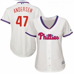 Womens Majestic Philadelphia Phillies 47 Larry Andersen Replica Cream Alternate Cool Base MLB Jersey Womens Majestic Philadelphia Phillies 47 Larry Andersen Replica Cream Alternate Cool Base MLB Jersey
