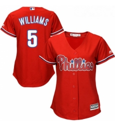 Womens Majestic Philadelphia Phillies 5 Nick Williams Replica Red Alternate Cool Base MLB Jersey 