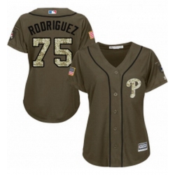 Womens Majestic Philadelphia Phillies 75 Francisco Rodriguez Replica Green Salute to Service MLB Jersey  Womens Majestic Philadelphia Phillies 75 Francisco Rodriguez Replica Green Salute to Service MLB Jersey