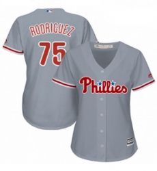 Womens Majestic Philadelphia Phillies 75 Francisco Rodriguez Replica Grey Road Cool Base MLB Jersey 